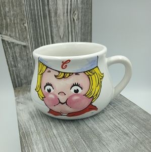 Vintage 1998 Campbells Soup Ceramic Mug Bowl Little Blonde Girl Houston Harvest
